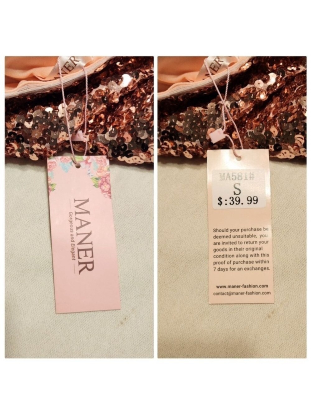 Manebi Rose Gold Sequin Mini Skirt Small - Picture 7 of 9